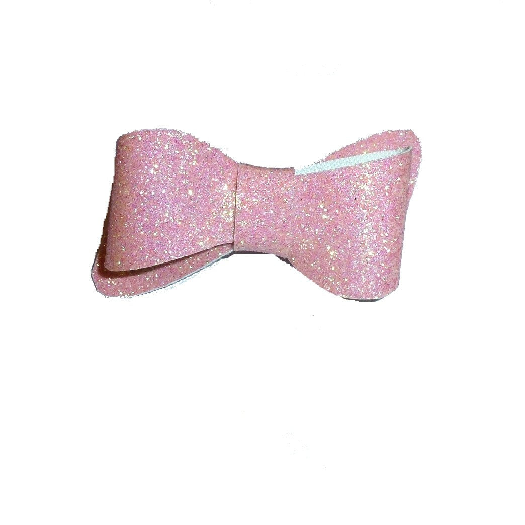 Dog hair bows pink glitter small pet wave bow bands or clip (fb448A)