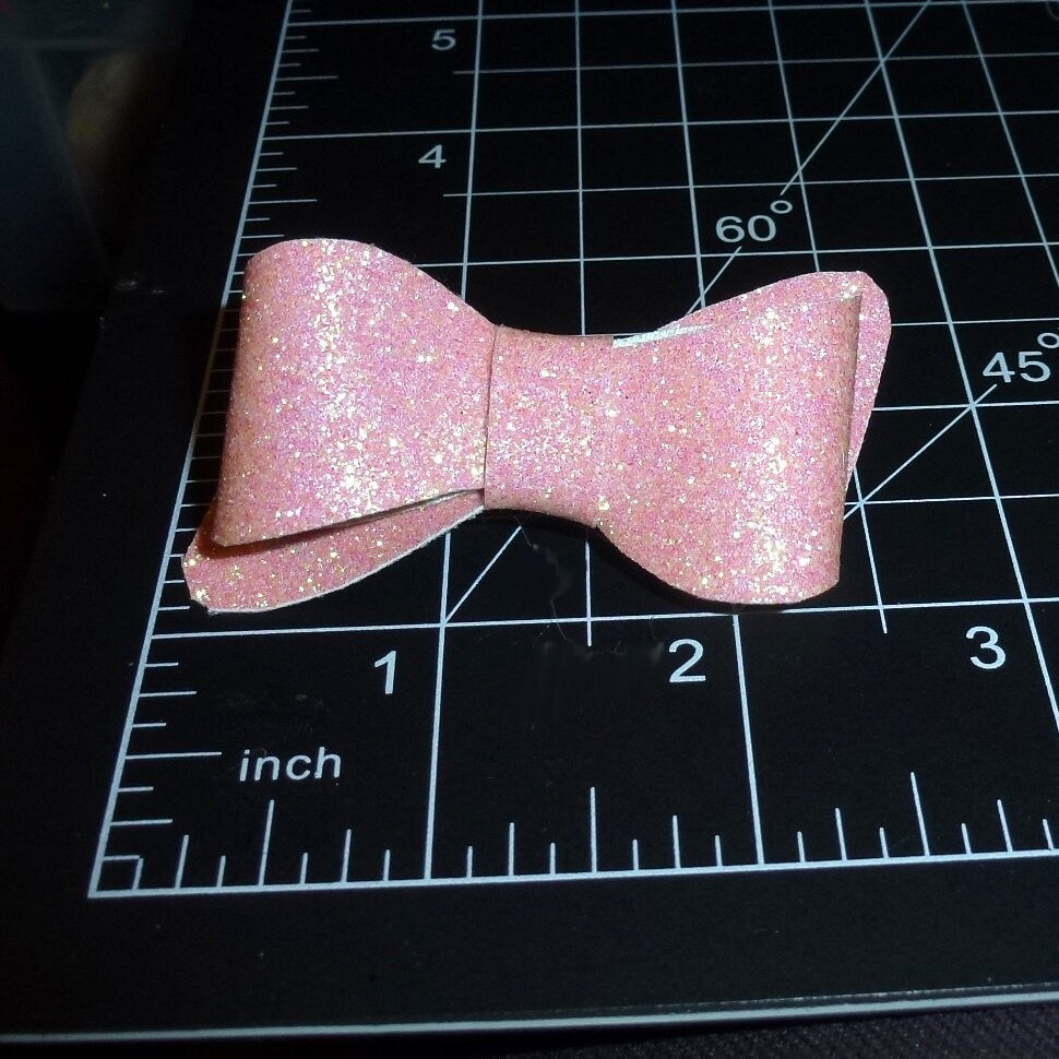 Dog hair bows pink glitter small pet wave bow bands or clip (fb448A)