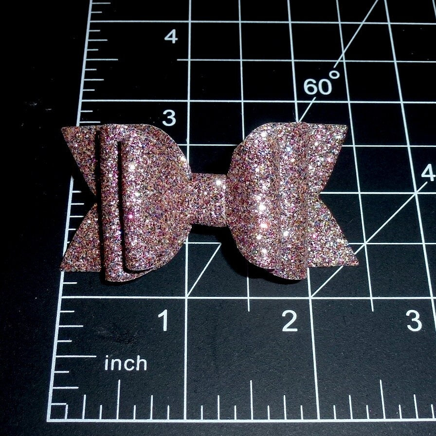Vintage Rose Pink glitter bows dog barrette or bands pet hair bow - (gl37)