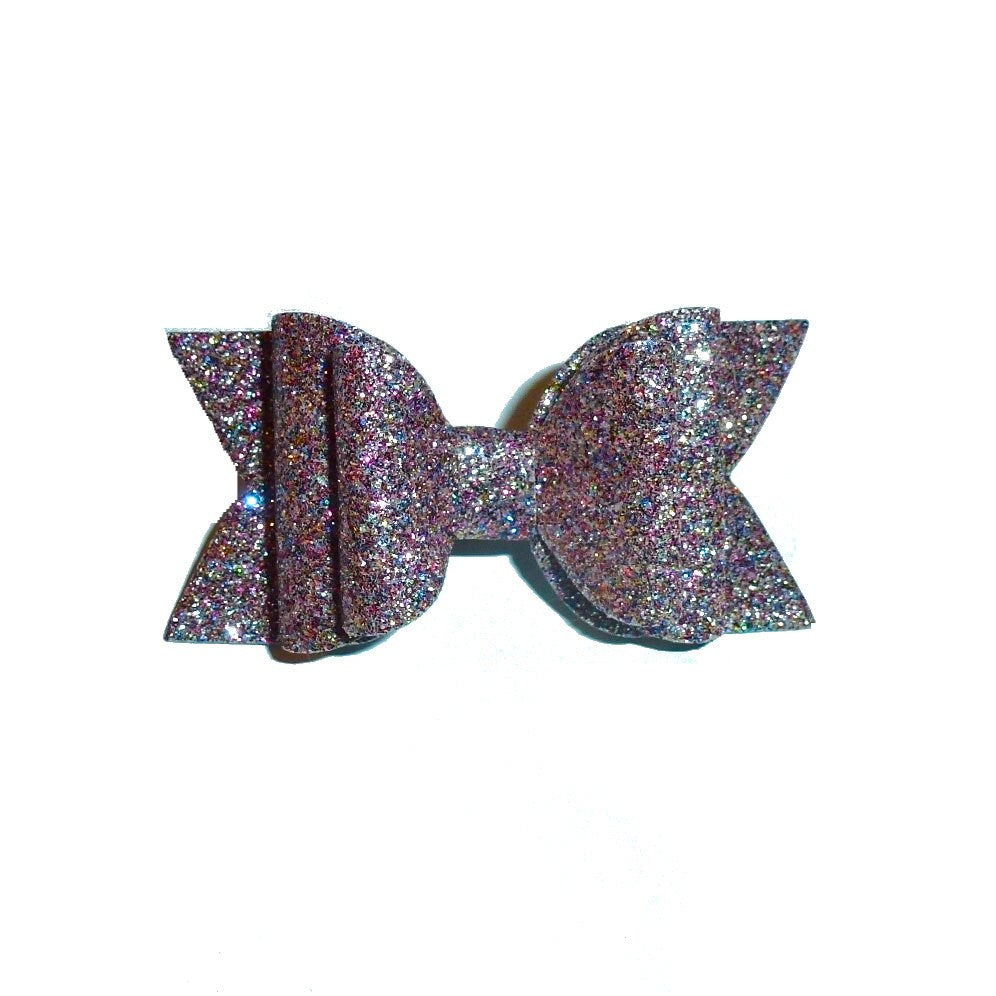 Vintage Rose Pink glitter bows dog barrette or bands pet hair bow - (gl37)