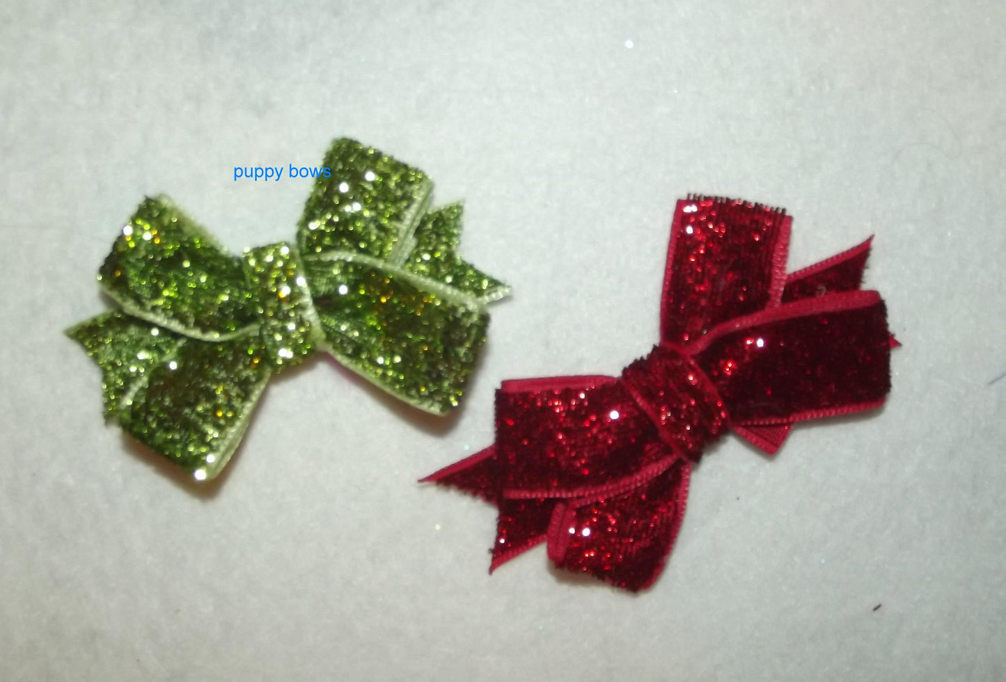 Puppy Bows ~Velvet glitters 2" larger size dog hair pet comb clip barrette 9 colors! ~Usa seller