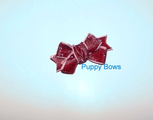 Puppy Bows ~Velvet glitters 2" larger size dog hair pet comb clip barrette 9 colors! ~Usa seller