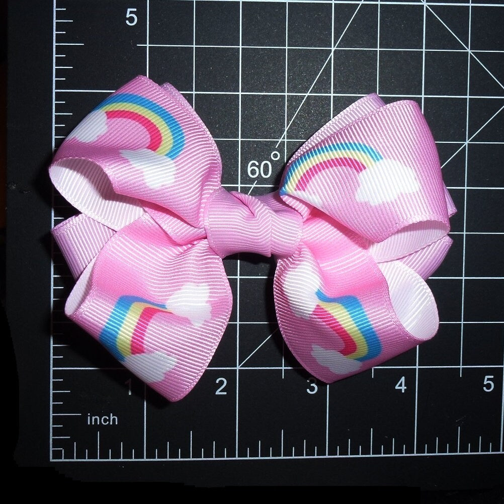Puppy Bows ~ BIG bow rainbow pink 4" dog hair bow or collar slide bands or clip (fb309)
