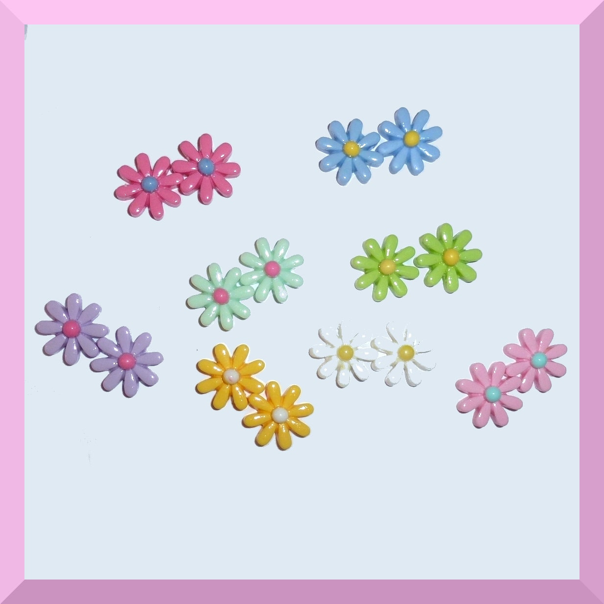 Puppy Dog Bows ~ Set of 10 daisy flower plastic puppy clips pet hair bow barrettes (fb25Z)