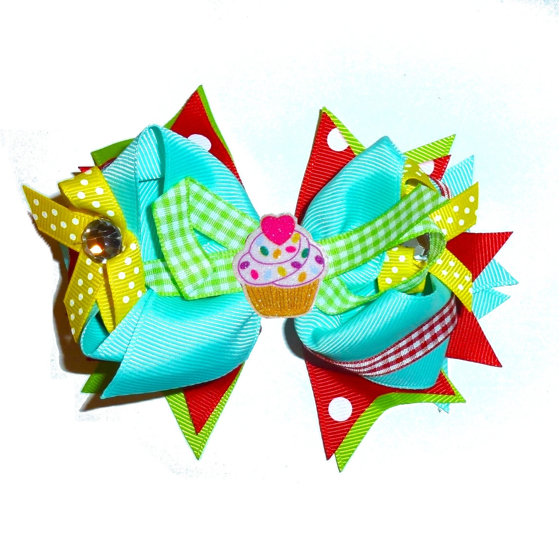Puppy Bows Birthday bow dog collar cupcake slide multicolor loopy ribbons accessories (FB550A)
