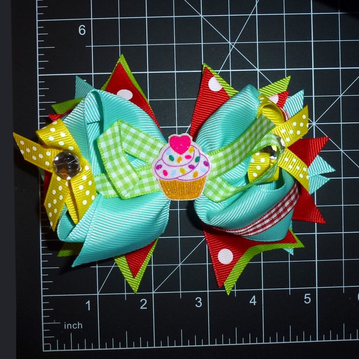 Puppy Bows Birthday bow dog collar cupcake slide multicolor loopy ribbons accessories (FB550A)