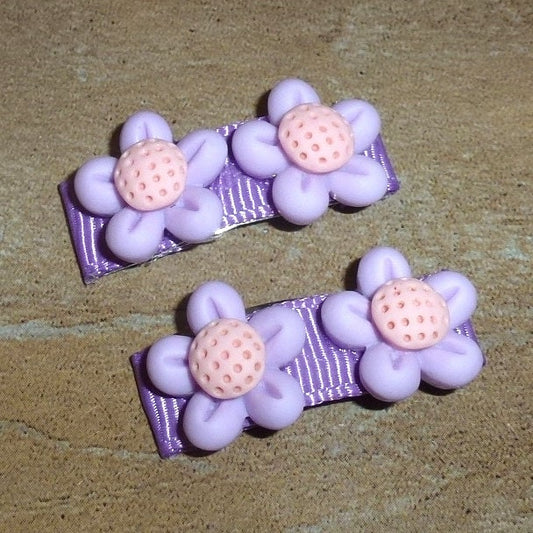 Purple dimpled daisy snap clip barrette pet hair dog bow (fb336B)