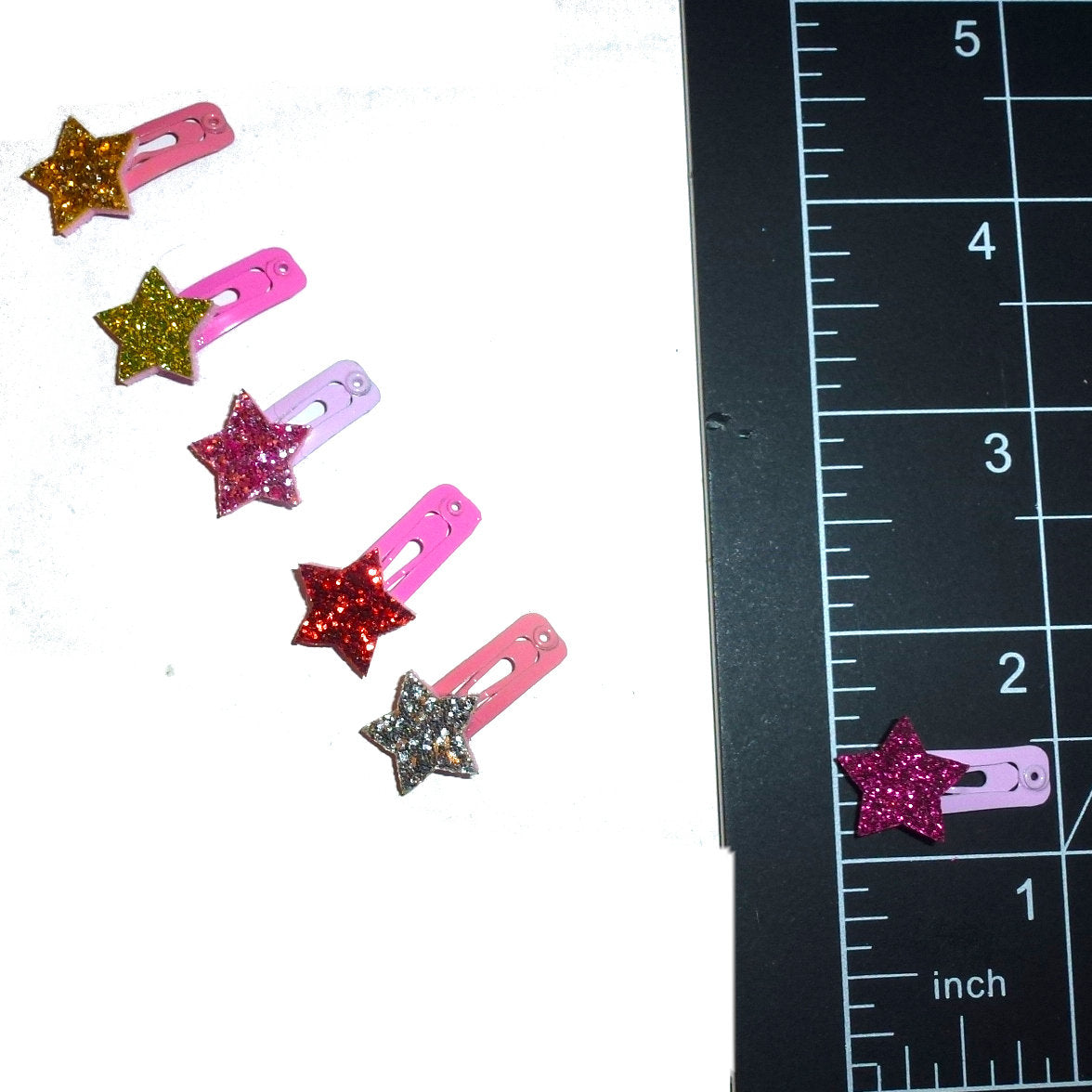Dog Bow Barrettes tiny 6 girls glitter stars jewel snap clips for pet hair topknot (fb363f)