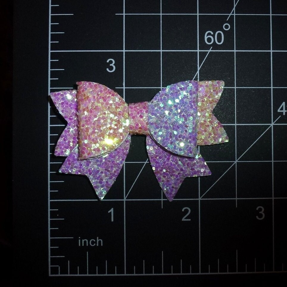 Puppy Bows ~ 1 for 3.99 2 for 5.99 purple rainbow small 2" glitter pet hair bow (gl23)