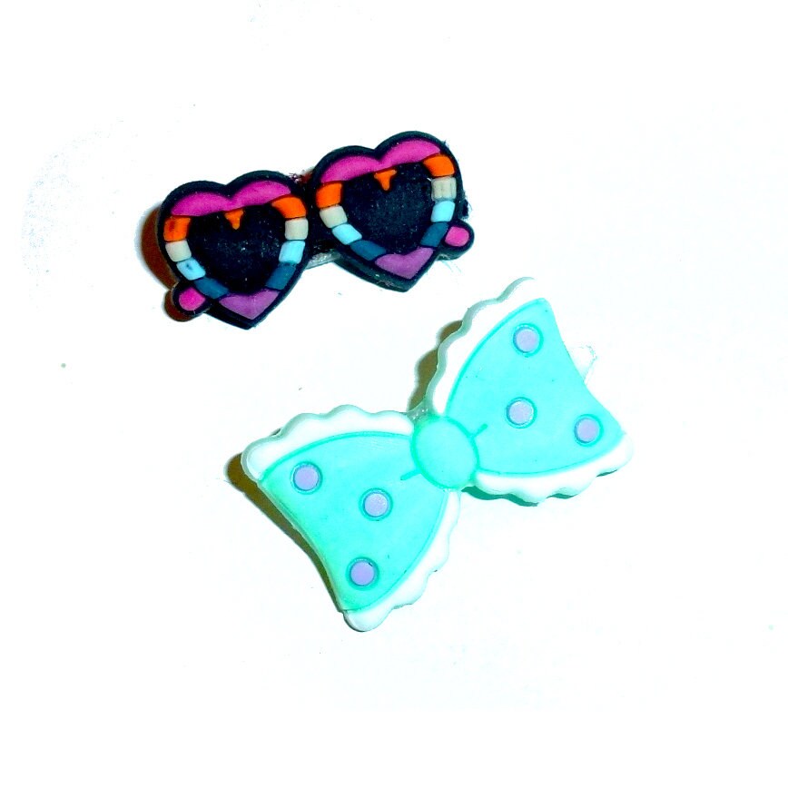 Dog hair small bows turquoise blue bowknot & sunglasses pet grooming bow barrette clips (455W)