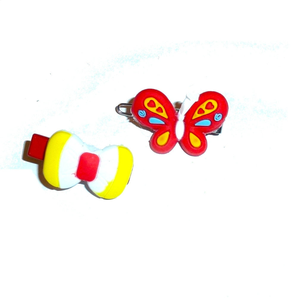 Dog hair small bows red/yellow bowknot & butterfly pet grooming bow barrette clips (455T)