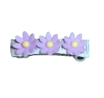 Puppy Dog Bows ~ Tiny 8-petal daisy plastic puppy clips pet hair bow barrettes or bands (fb207h)