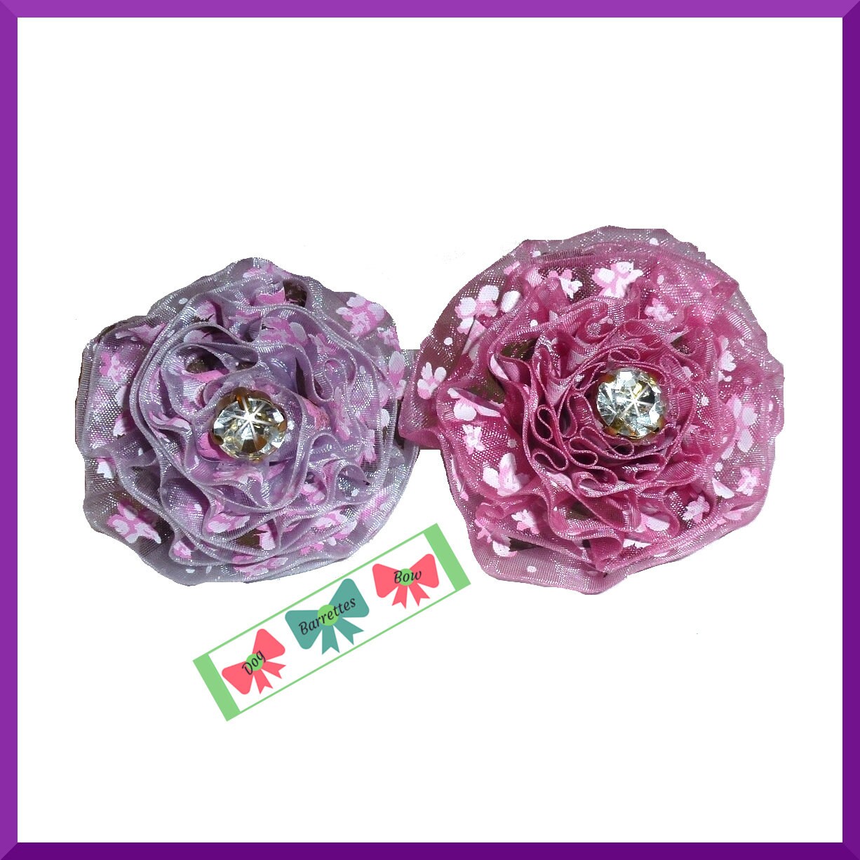 Puppy bows big purple or pink flower collar slide pet hair bow with plastic ball clip barrette or latex bands (fb146Q)