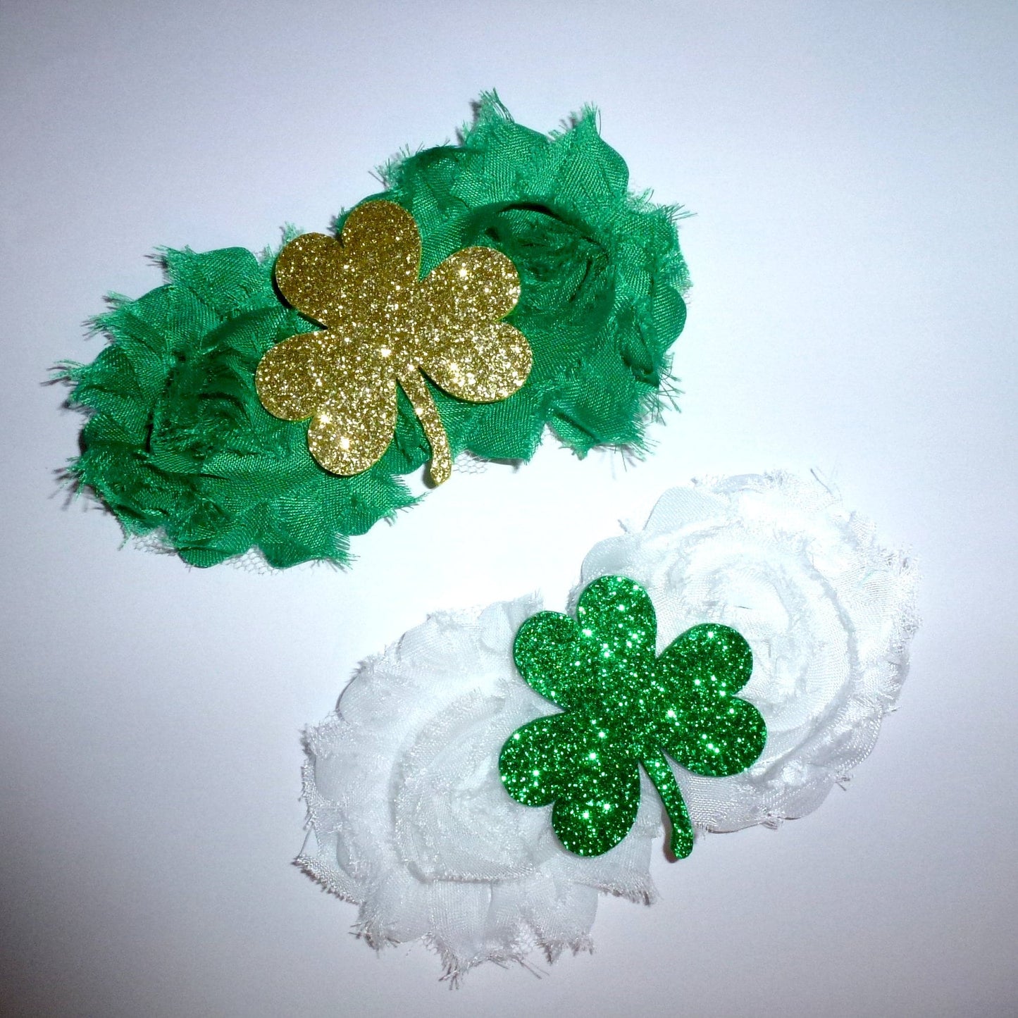 Puppy Bows ~ St. Patrick's Day dog bow collar slide shamrock dog accessory green white clover ~USA seller (DC4)