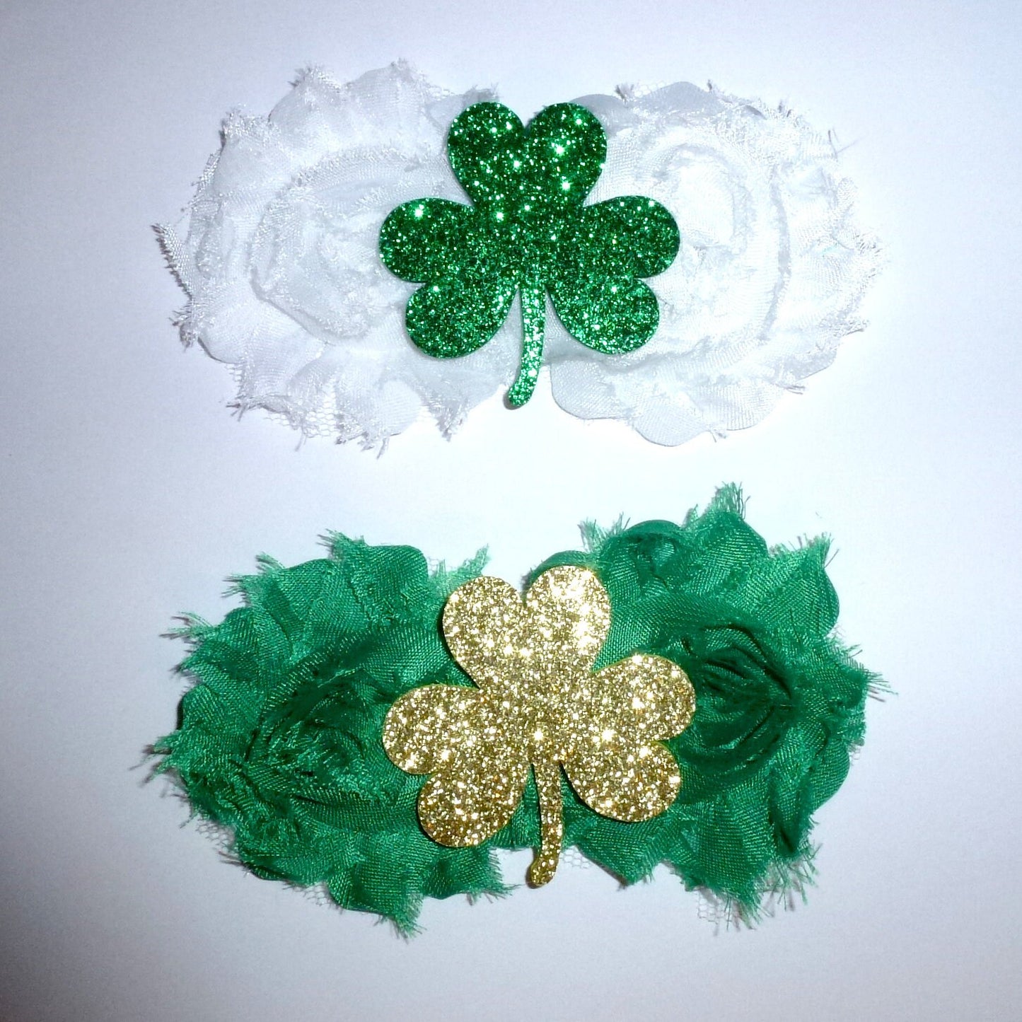 Puppy Bows ~ St. Patrick's Day dog bow collar slide shamrock dog accessory green white clover ~USA seller (DC4)