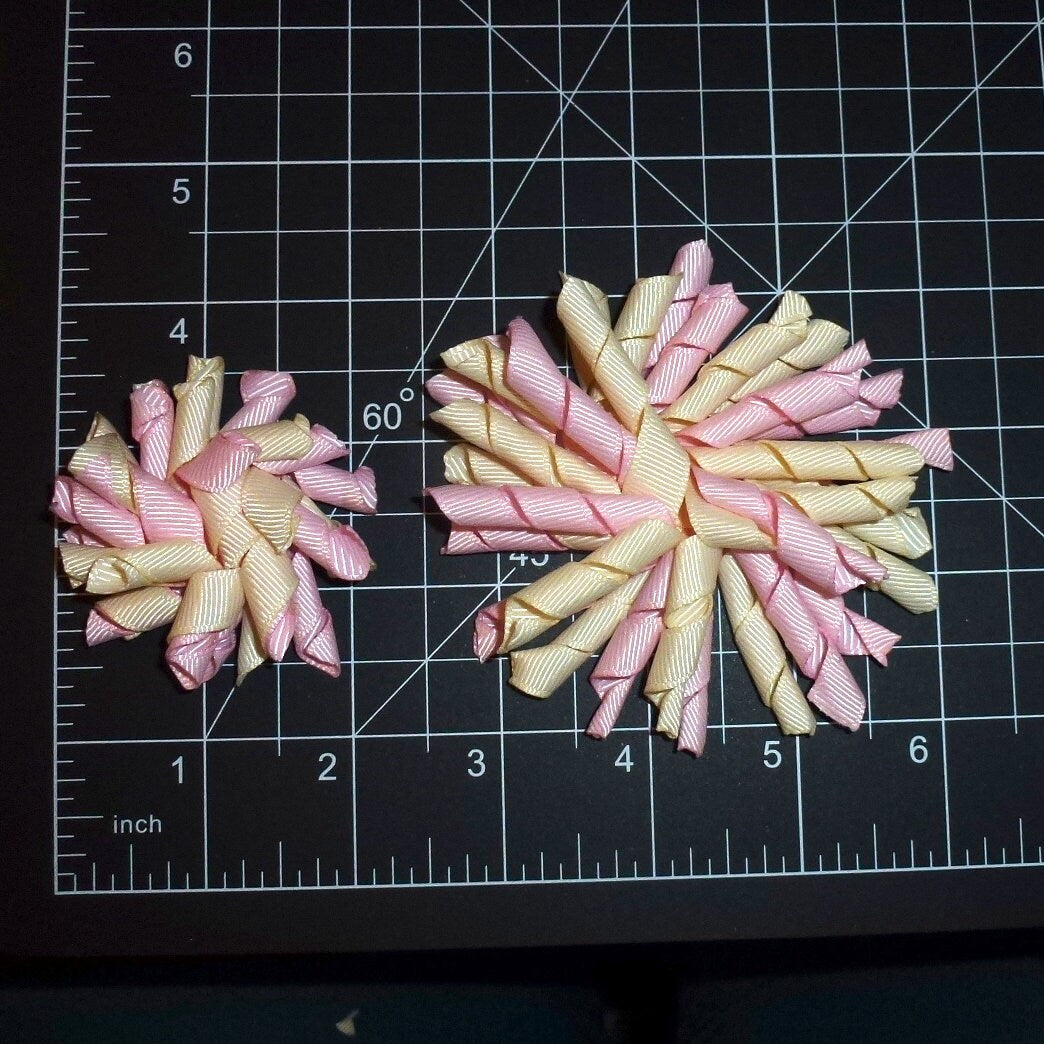 Puppy Bows ~ Pink/yellow hair bow or dog collar slide accessory pink purple multicolor korker hearts pet bow barrette