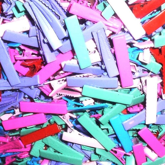 Craft items CANDY COLORED enamel hair bow making  30mm supplies  DIY  flat top alligator metal clip rectangle 1"  ~ Usa seller