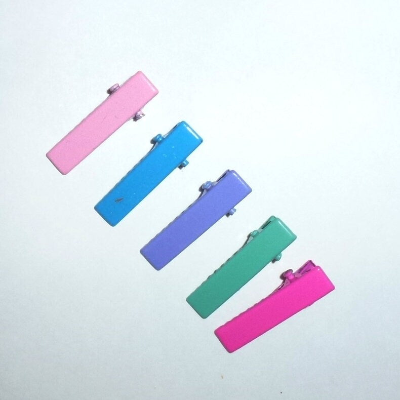 Craft items CANDY COLORED enamel hair bow making 30mm supplies DIY flat top alligator metal clip rectangle 1" ~ Usa seller