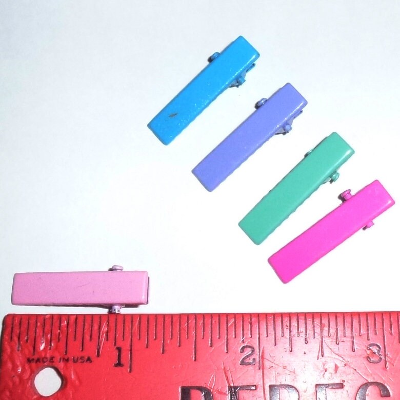 Craft items CANDY COLORED enamel hair bow making 30mm supplies DIY flat top alligator metal clip rectangle 1" ~ Usa seller