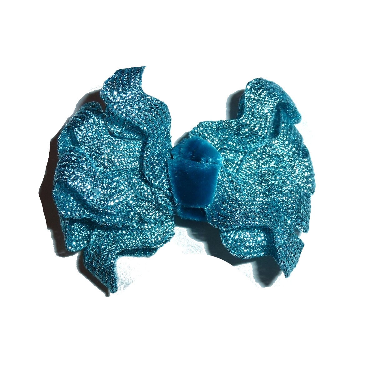 Teal blue sparkle 2.5" pet dog bows hair bowknot bow bands or barrette (fb259)