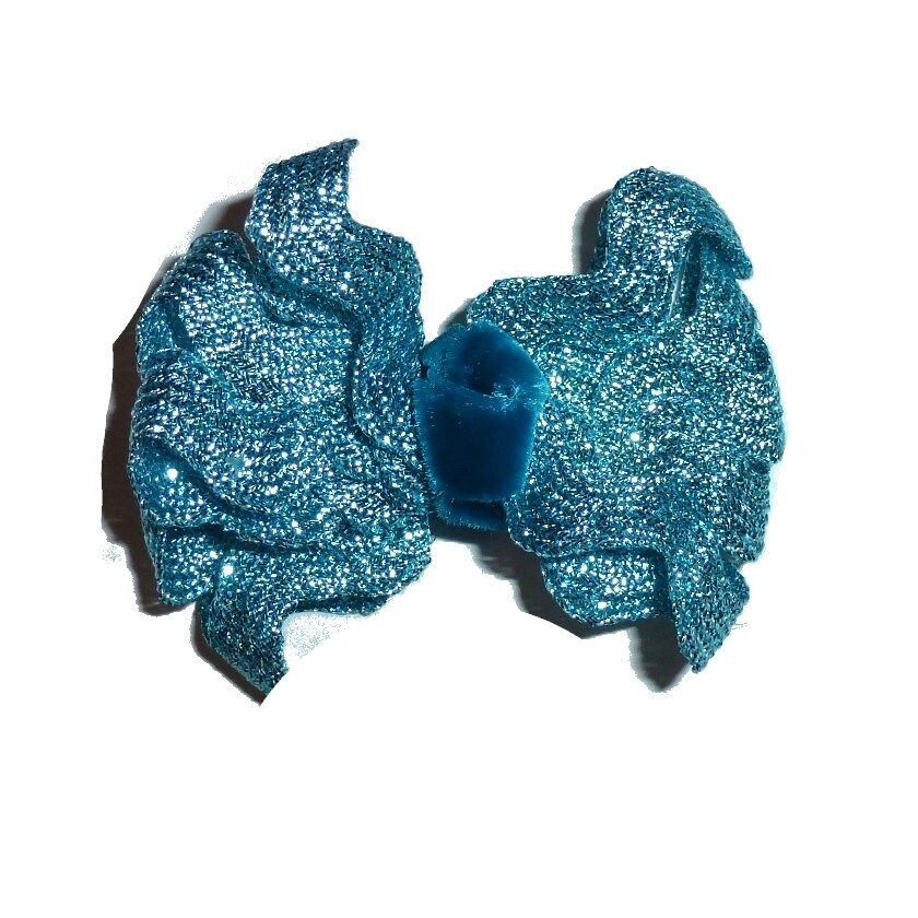 Teal blue sparkle 2.5" pet dog bows hair bowknot bow bands or barrette (fb259)