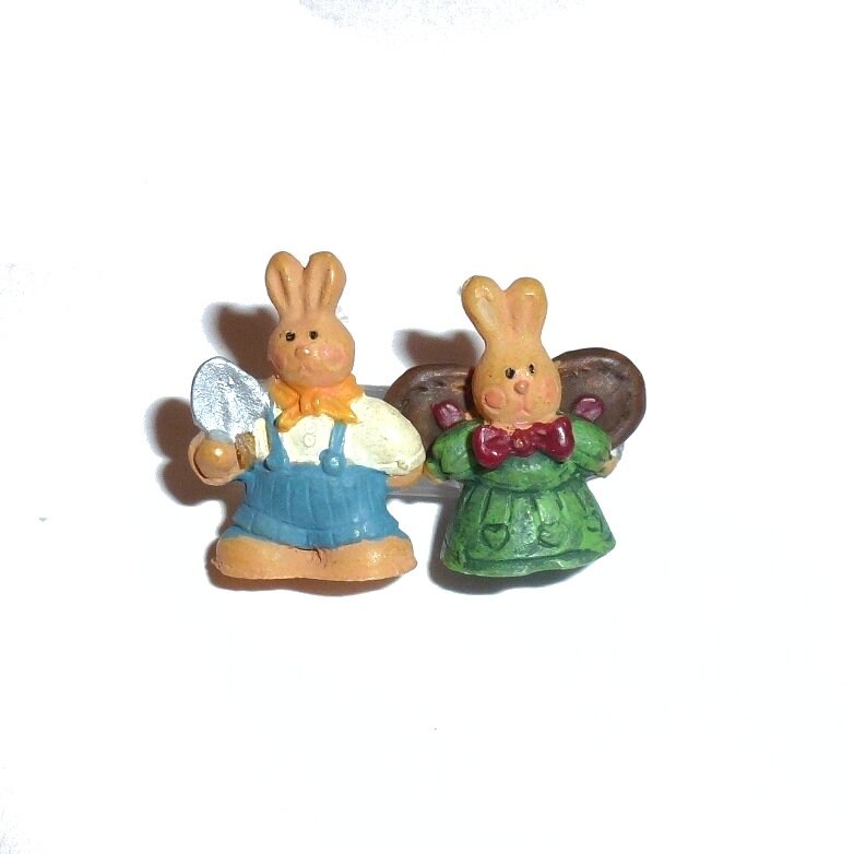 Dog Bow Barrettes tiny Easter bunny plastic clip for pet hair topknot (fb364h)