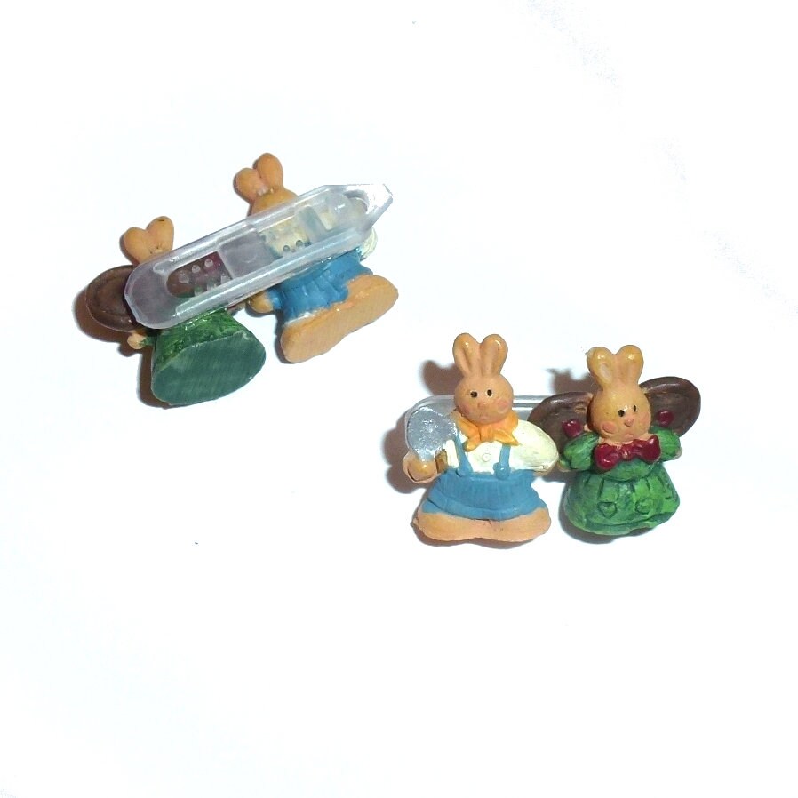 Dog Bow Barrettes tiny Easter bunny plastic clip for pet hair topknot (fb364h)