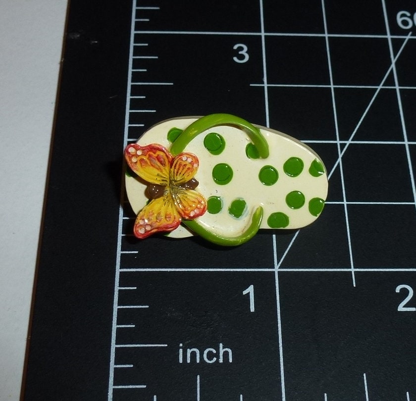 Dog Bows ~ Cute summer sandal butterfly green dots Wee super tiny bow 1" pet hair barrette clip (fb411H)