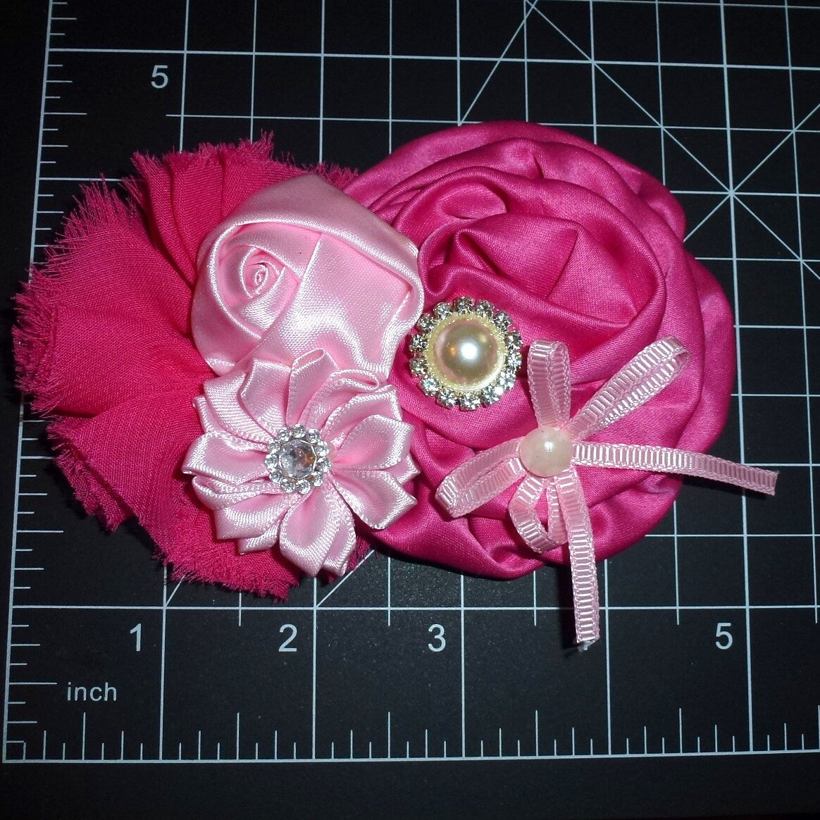 Puppy Bows ~ pink flower bow tie dog collar slide accessory OR large dog hair bow (fb117a)