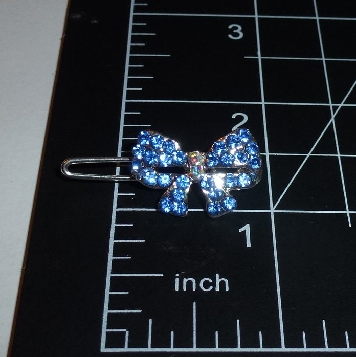 Dog Bows ~ Bowknot blue Wee super tiny bow less than 1" pet hair barrette clip (fb411b)