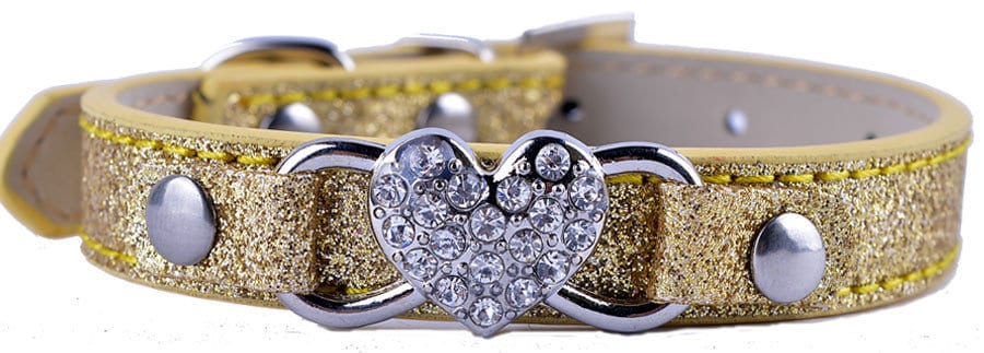 Puppy Dog Bows ~ Rhinestone dog bone glitter small dog collar 8"-11" (fb151)