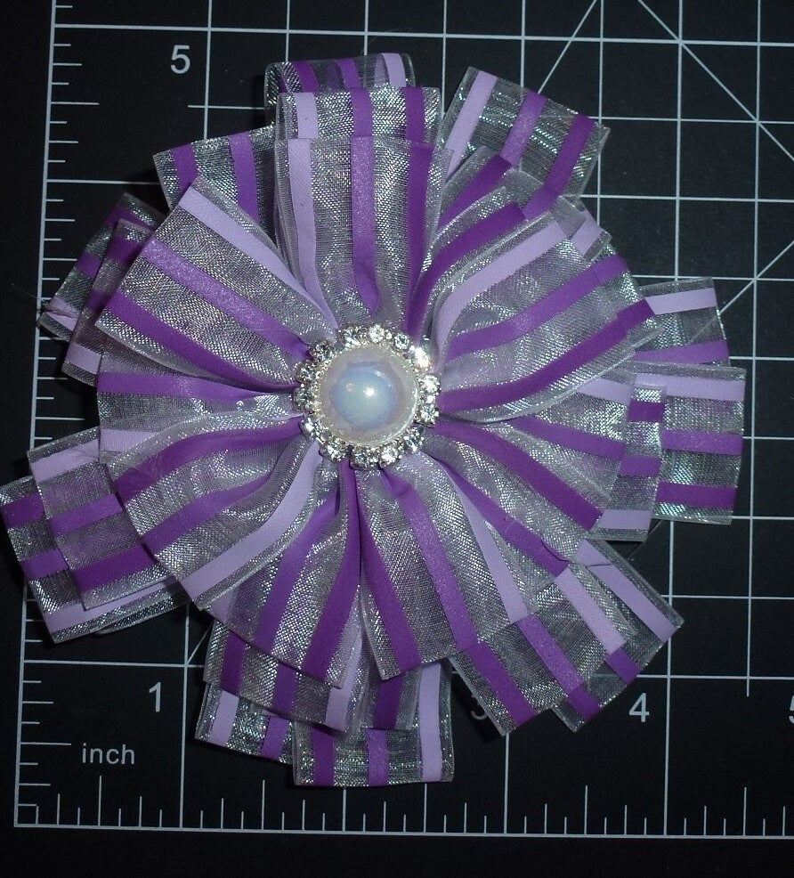 Puppy Bows organza fancy flower accessory loop collar slide 4" dog bow (DC50)