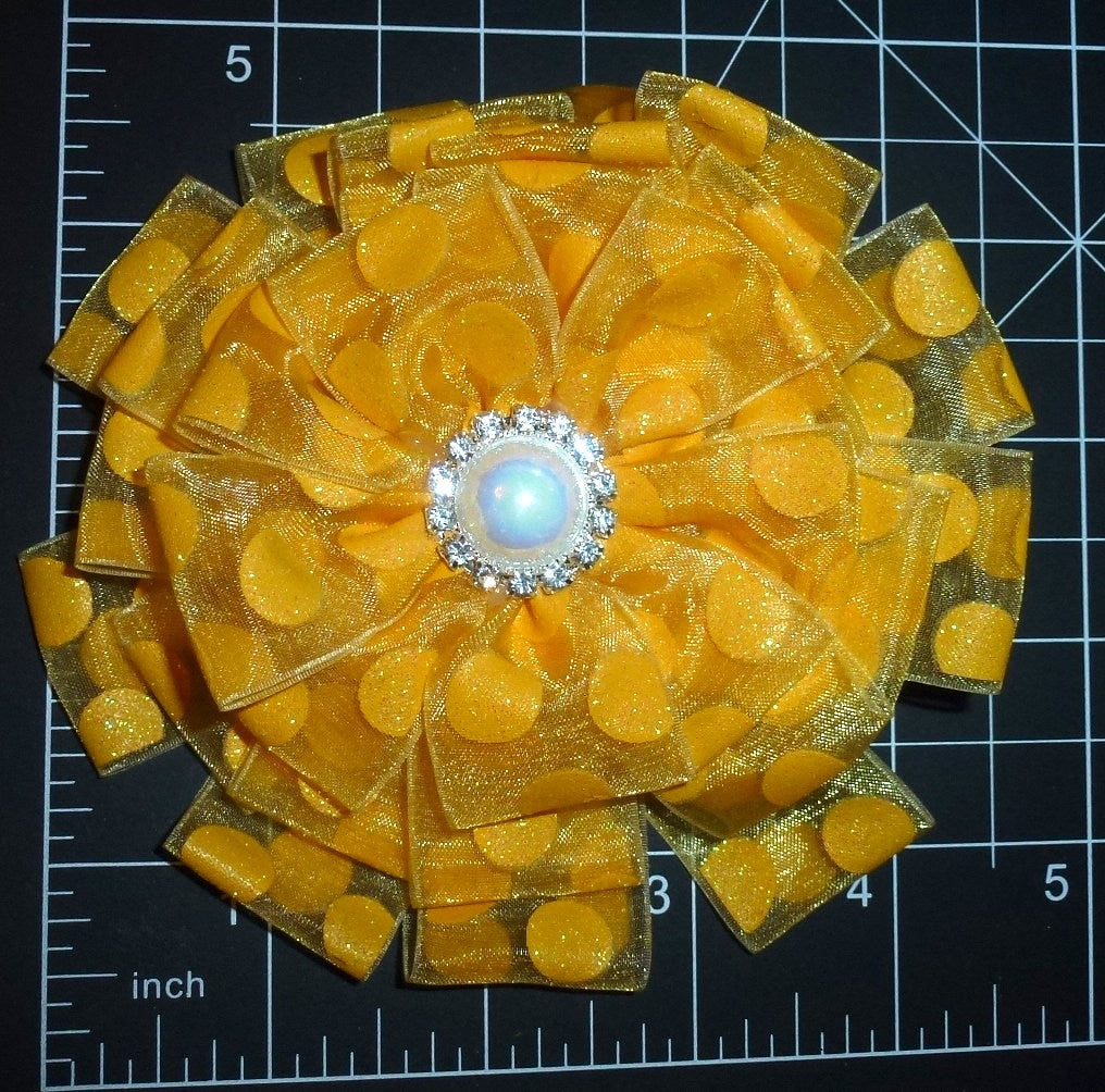 Puppy Bows organza fancy flower accessory loop collar slide 4" dog bow (DC50)