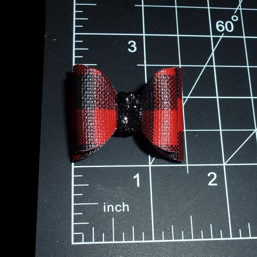 Red black buffalo plaid bows dog barrette or bands pet hair bow - (gl39)