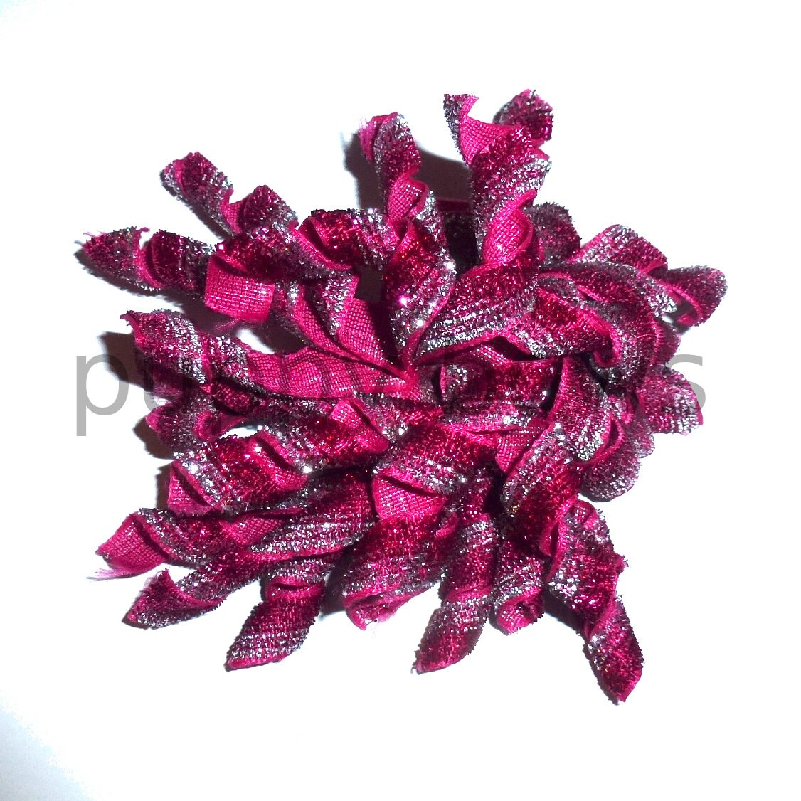 Puppy Bows raspberry glitter Korker loop collar slide 4" dog bow 2" pet hair clip barrette or latex bands