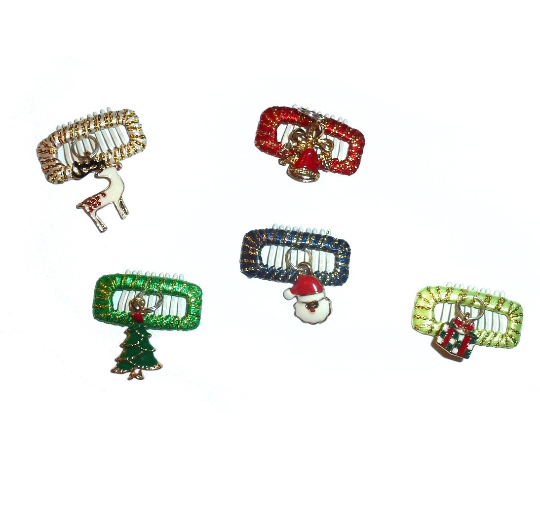 Puppy Bows Christmas snap clip dangle pet hair barrette (fb210)