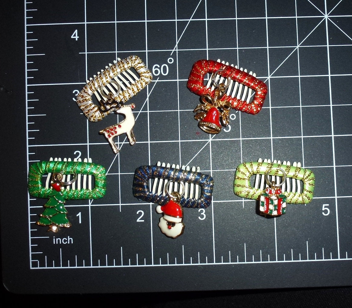 Puppy Bows Christmas snap clip dangle pet hair barrette (fb210)