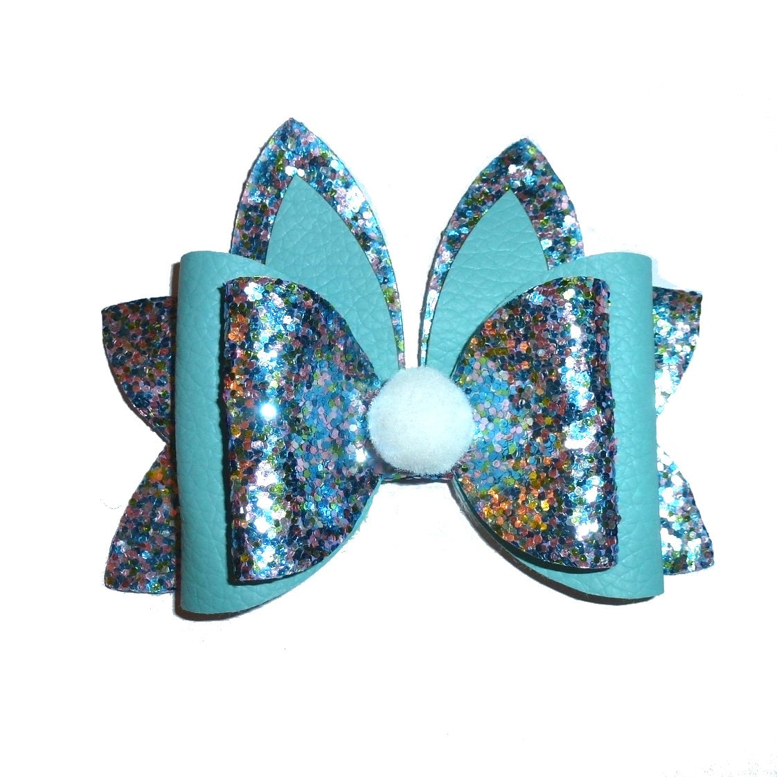 Easter bunny rabbit fluffy nose blue glitter dog collar slide accessory hair bows barrettes or bands (fb160)