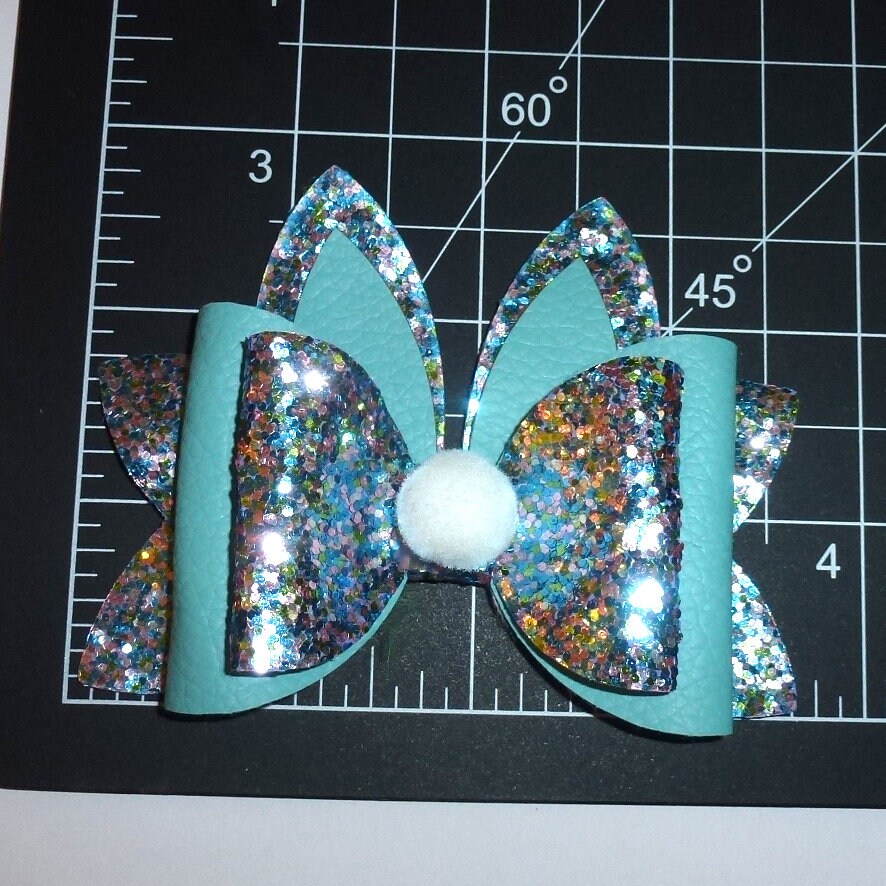 Easter bunny rabbit fluffy nose blue glitter dog collar slide accessory hair bows barrettes or bands (fb160)