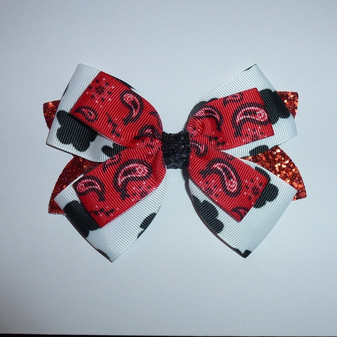 Puppy Bows ~ Boys cowboy cow bowtie bowknot collar slide attachment accessory (fb93A)
