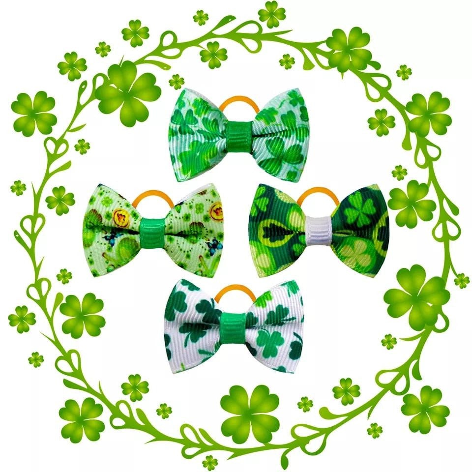 St. Patrick's day small latex bands everyday dog groomers grooming pet hair bows (rc3)