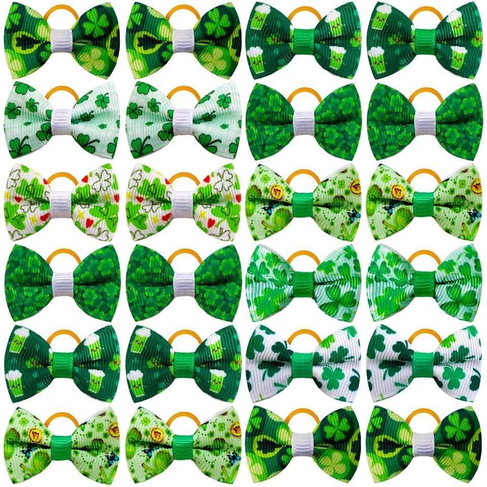 St. Patrick's day small latex bands everyday dog groomers grooming pet hair bows (rc3)