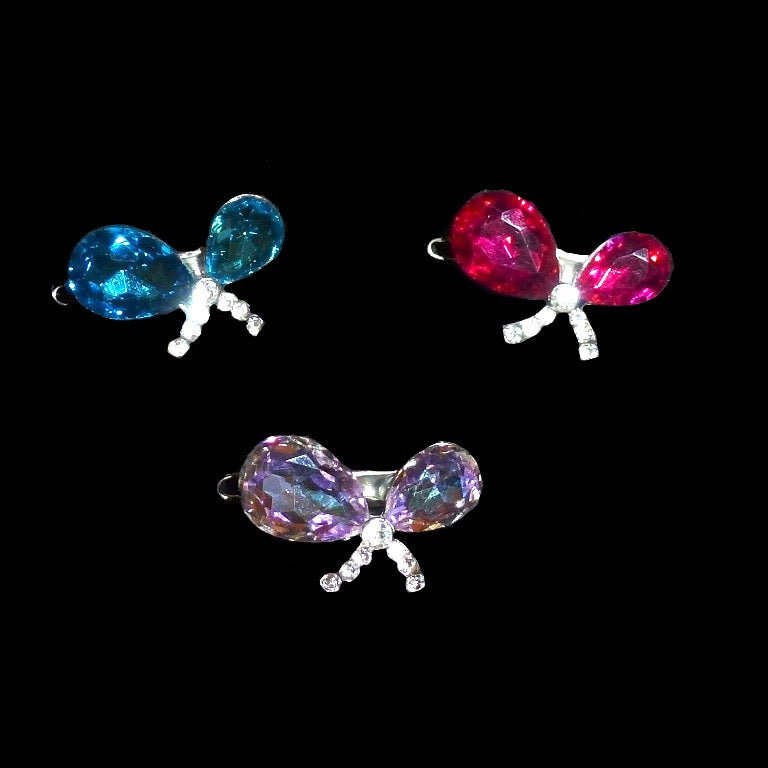 Puppy Bows ~ TINY 1" rhinestone crystal bowknot dog bow pet hair clip topknot barrette 3 colors!! (rb80)