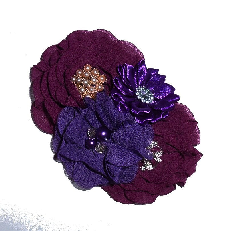 Dog collar flower slide accessory Purple Peach Pink rhinestone bow (DC10)