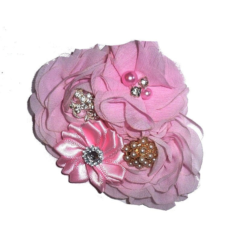 Dog collar flower slide accessory Purple Peach Pink rhinestone bow (DC10)