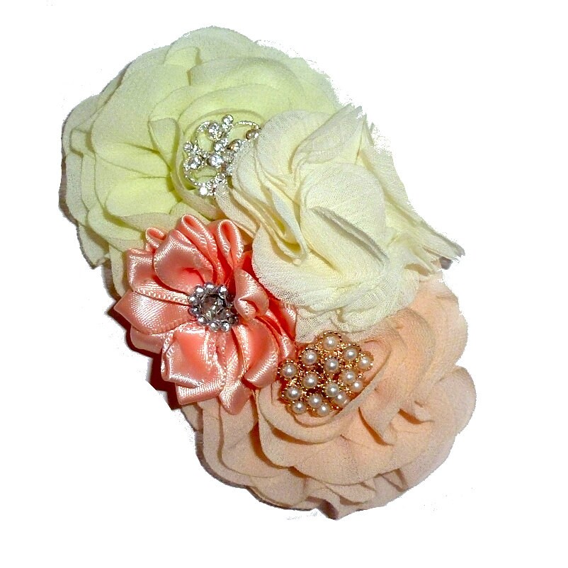 Dog collar flower slide accessory Purple Peach Pink rhinestone bow (DC10)