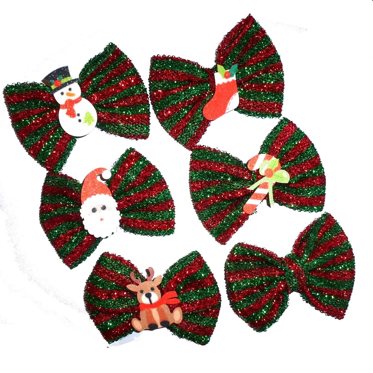 Metallic bowtie dog bow Christmas collar slide accessory flower red green (dc25)