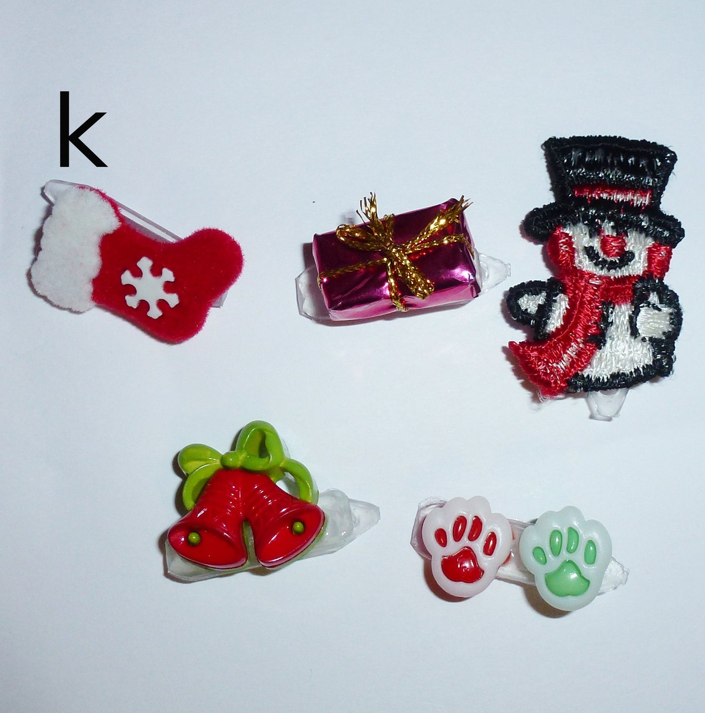 Puppy Bows ~ Christmas dog barrette bow hair clips for pets ~USA seller (fb161)