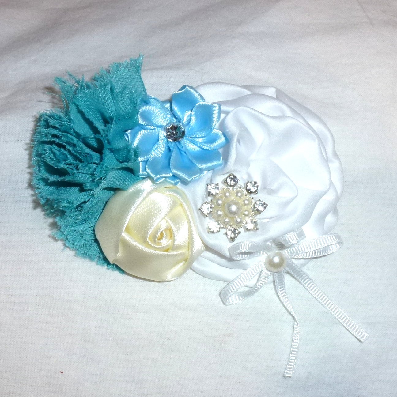 Puppy Bows ~ Large winter dog bow Christmas collar slide frozen snowflake blue teal white ~USA seller (DC4)