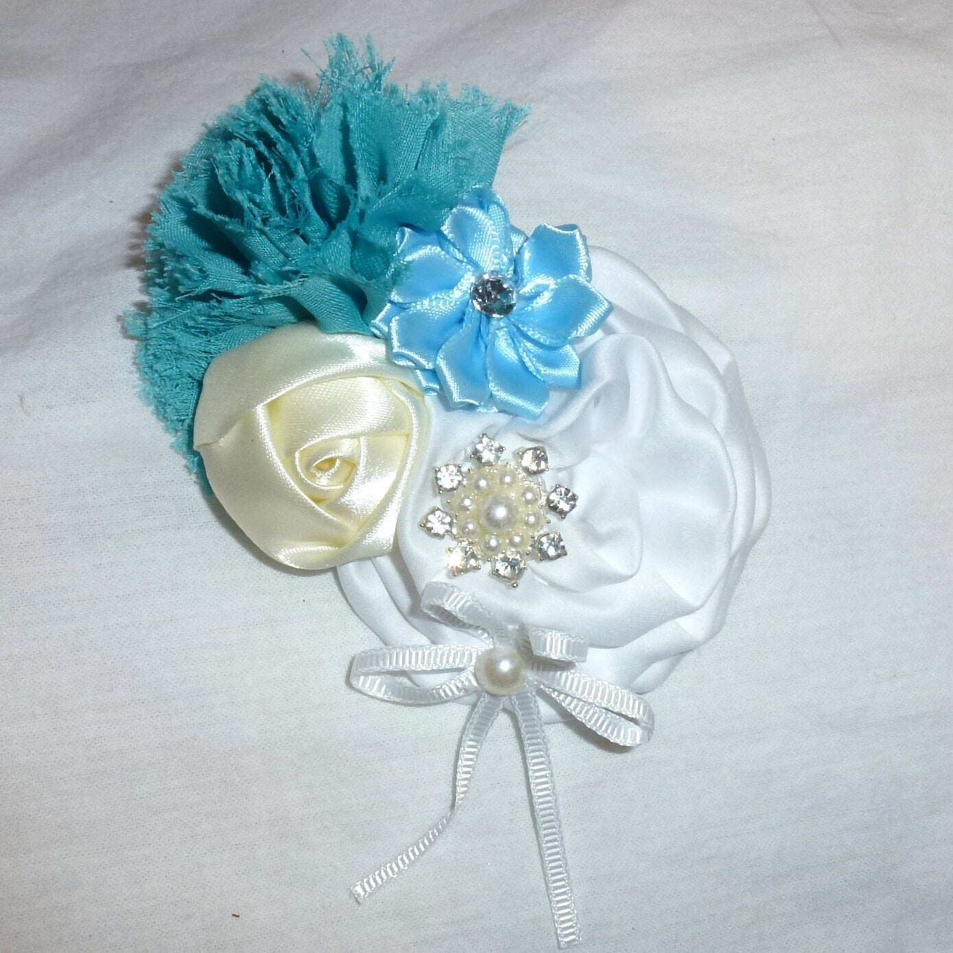 Puppy Bows ~ Large winter dog bow Christmas collar slide frozen snowflake blue teal white ~USA seller (DC4)